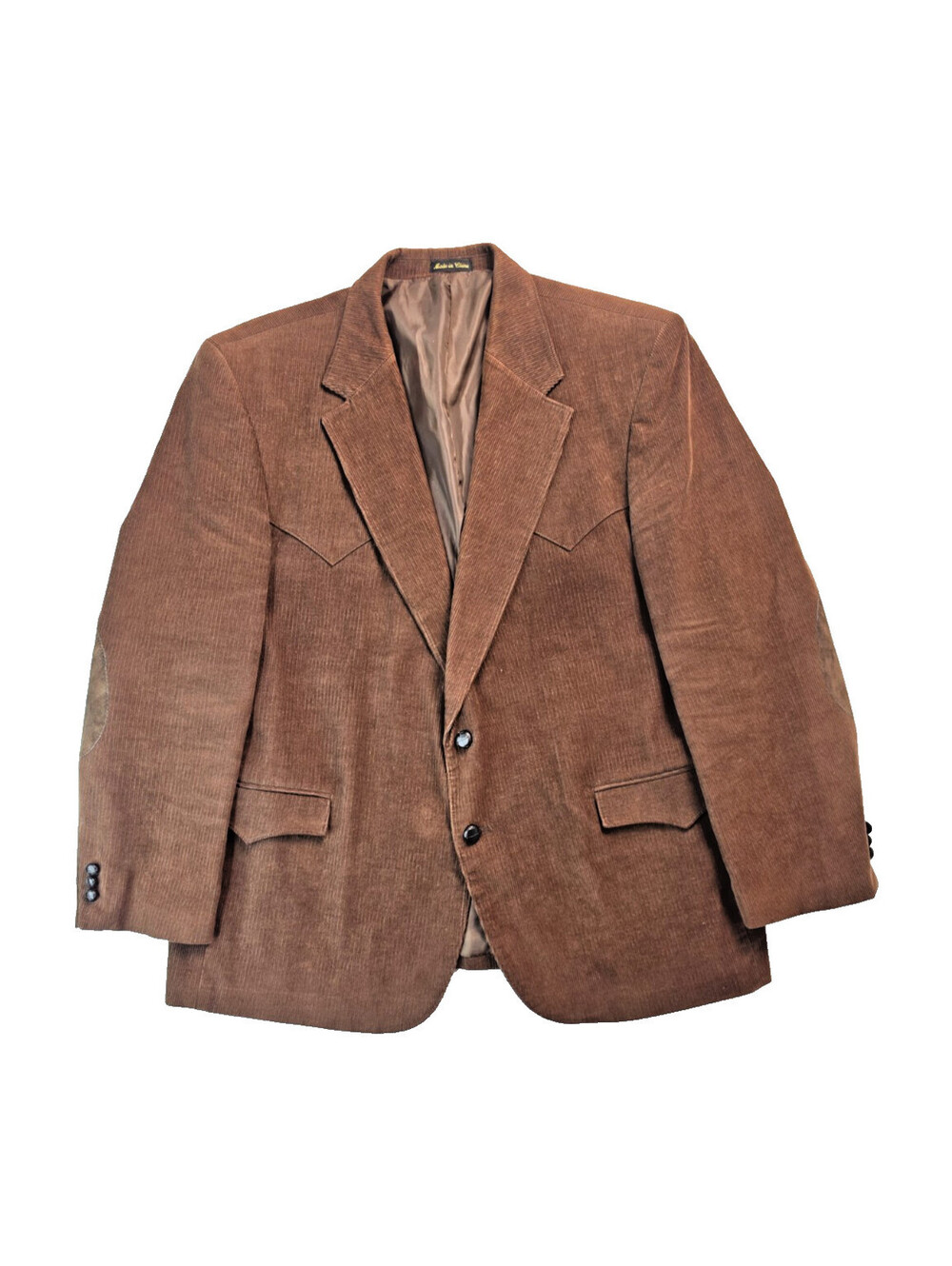 Circle S Vintage Western Yoke Brown Corduroy Elbow Patch Blazer Jacket Mens 50R
